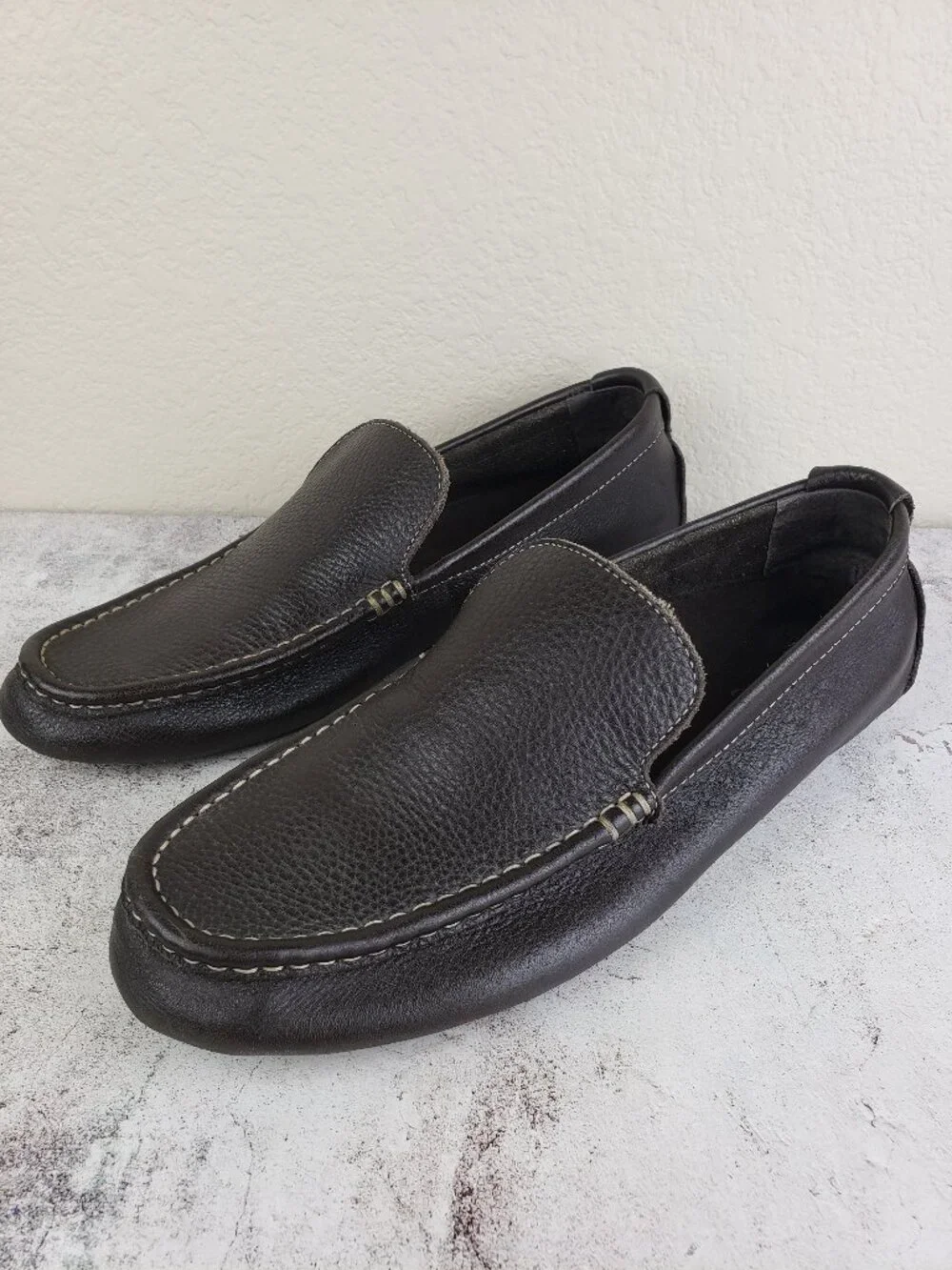 Vionic Parker Leather Driving Moccasin Loafers Brown Orthaheel size 11 Men's